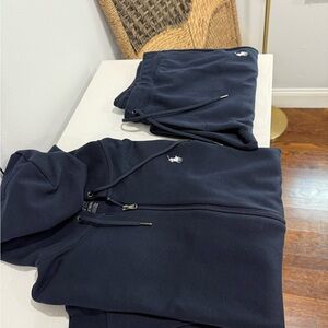 Navy Polo Hoodie and Sweatpants Set